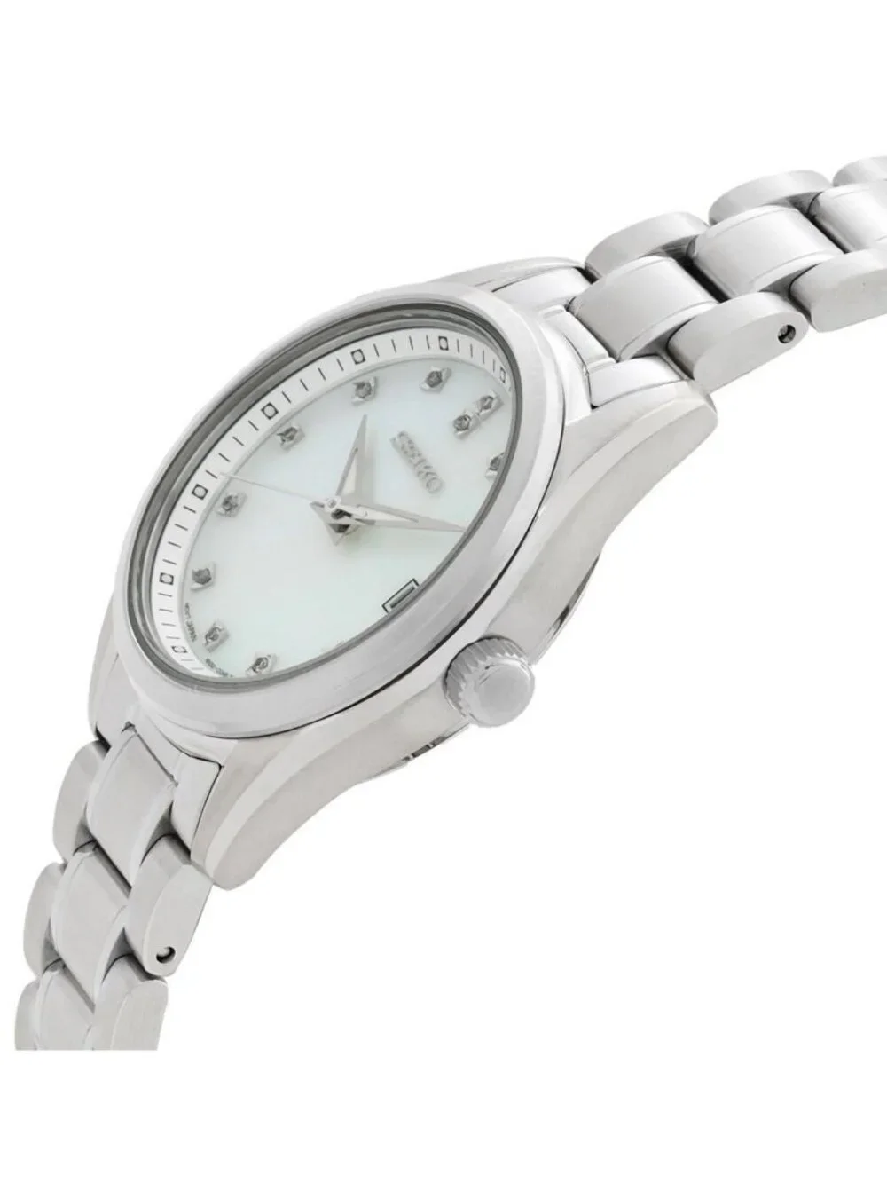 NWT Seiko Diamond Quartz Mother of Pearl Dial Ladies Watch